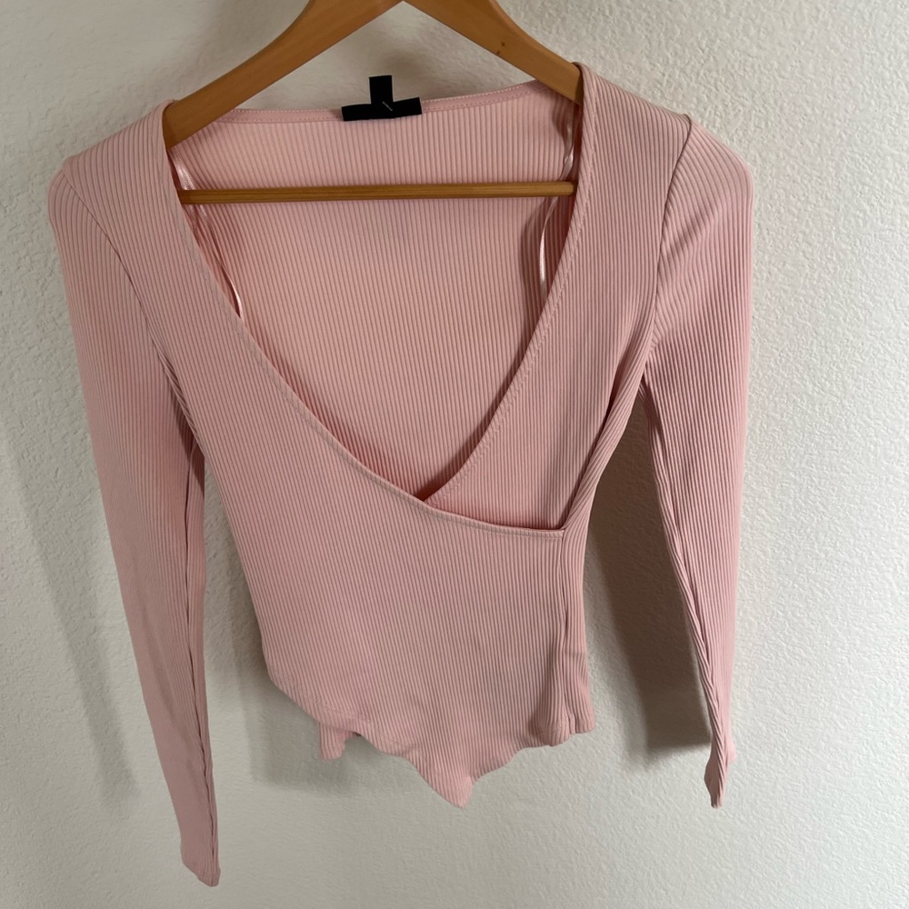 TopShop pink US size 2 fitted long sleeve top
